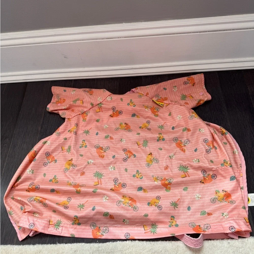 Bibado Pink Kids Bear Full Length Short Sleeve Bibs Toddler Girls - 3 BIBS